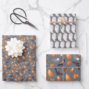 Whimsical Halloween Pattern Wrapping Paper Sheets