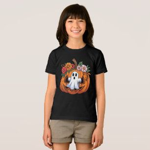 Whimsical Halloween Pumpkin Playful Ghost T-Shirt Tri-Blend Shirt