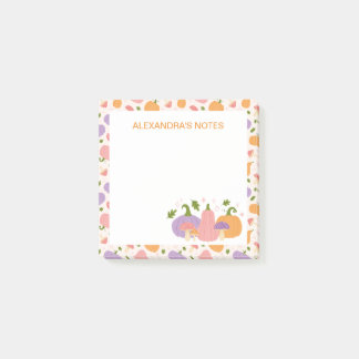 Whimsical Halloween Pumpkins and Mushrooms Post-it Notes