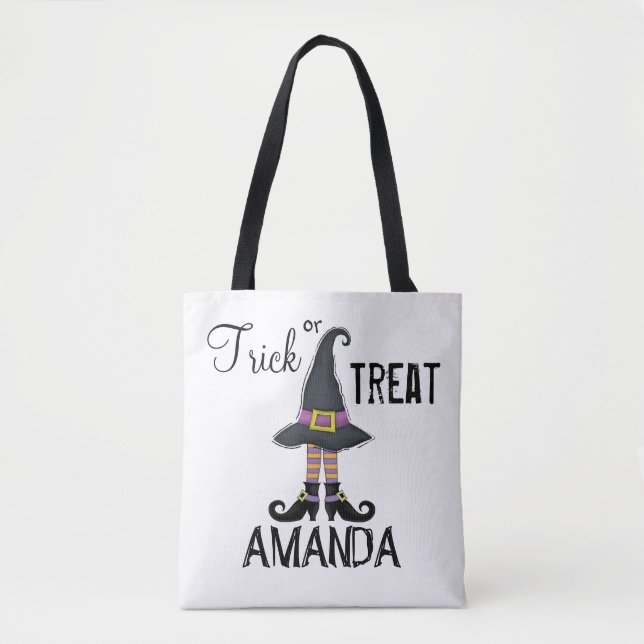 Whimsical Halloween Typography Fun Custom Kids Tote Bag (Front)