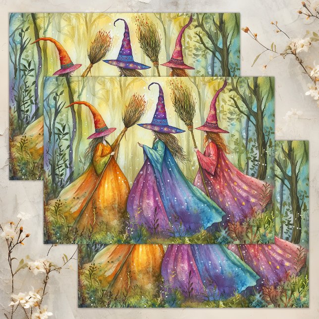 WHIMSICAL HALLOWEEN WITCHES DECOUPAGE TISSUE PAPER (WHIMSICAL HALLOWEEN WITCHES DECOUPAGE TISSUE PAPER)