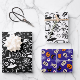 WHIMSICAL HALLOWEEN WRAPPING PAPER SHEET