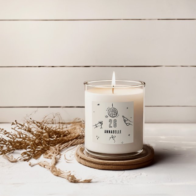 whimsical hand drawn 30th birthday drinks party square sticker (Creator Uploaded)