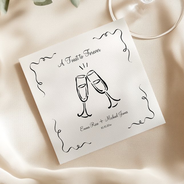 Whimsical Hand Drawn A Toast to Forever Napkin (Creator Uploaded)