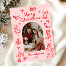 Whimsical Hand Drawn Arch Photo Christmas