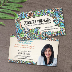 Whimsical Hand-Drawn Art Therapist  Business Card