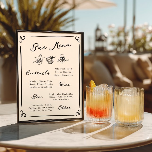 Whimsical Hand Drawn Bar Menu Poster (Creator Uploaded)