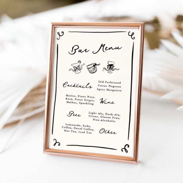Whimsical Hand Drawn Bar Menu Poster (Creator Uploaded)
