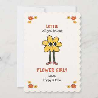 Whimsical Hand Drawn Be My Flower Girl Proposal  Card