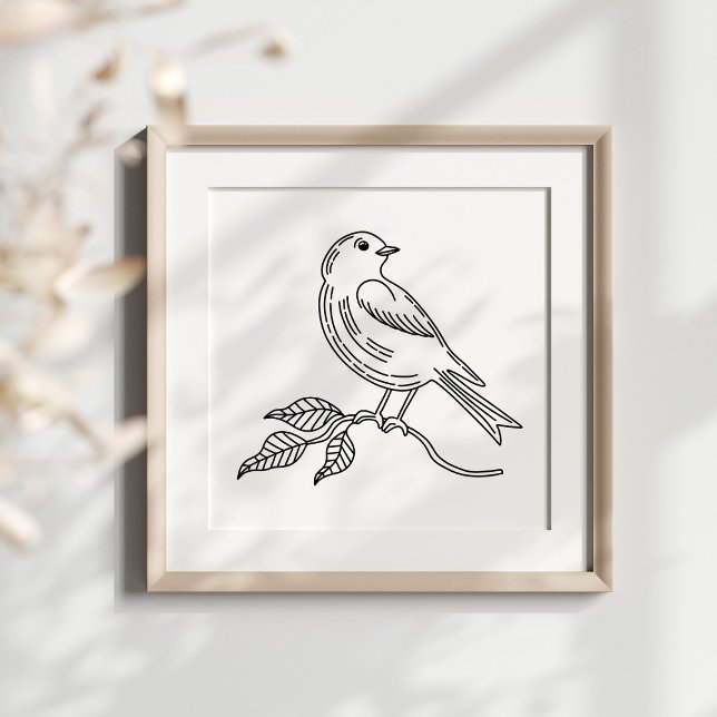 Whimsical Hand-Drawn Bird Illustration Art Poster (Creator Uploaded)