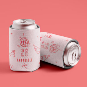whimsical hand drawn birthday drinks party cream can cooler