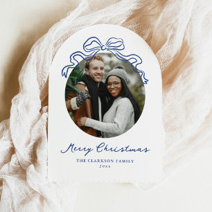 Whimsical Hand Drawn Blue Bow Holiday Christmas Acrylic Invitations