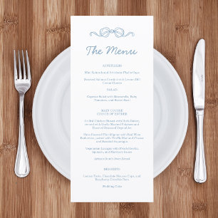 Whimsical Hand Drawn Blue Illustrated Wedding Menu