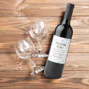 Whimsical Hand Drawn Blue Illustrated Wedding Wine Label