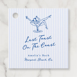 Whimsical Hand Drawn Blue Last Toast on the Coast Favour Tags