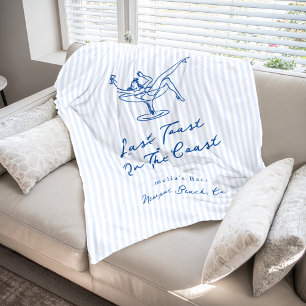 Whimsical Hand Drawn Blue Last Toast on the Coast Fleece Blanket