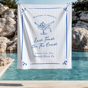 Whimsical Hand Drawn Blue Last Toast on the Coast Tapestry
