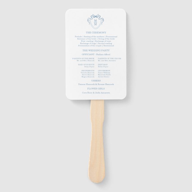 Whimsical Hand Drawn Blue Wedding Detail Cards Fan (Front)