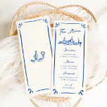 Whimsical Hand Drawn Blue Wedding Menu<br><div class="desc">This adorable design features hand drawn elements and a whimsical bold text.</div>