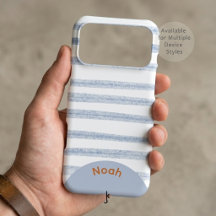 Whimsical Hand Drawn Blue White Pastel Stripe Line