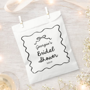 Whimsical Hand Drawn Bow Bridal Shower Favour Bags