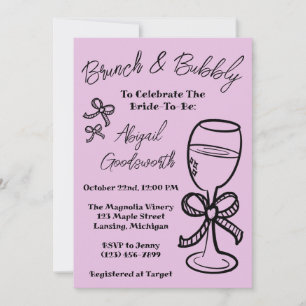 Whimsical Hand Drawn Bow Bridal Shower Invitation