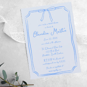 Whimsical Hand Drawn Bow Bridal Shower Invitation