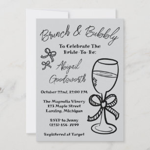 Whimsical Hand Drawn Bow Bridal Shower Invitation