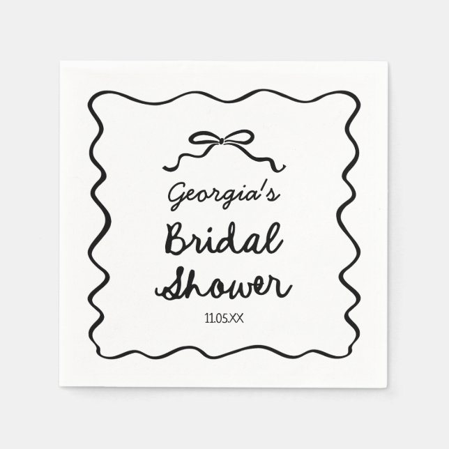 Whimsical Hand Drawn Bow Bridal Shower Napkin (Front)
