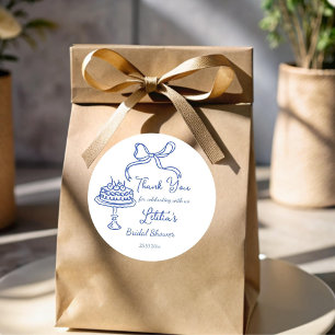 Whimsical hand drawn bow bridal tea party favour classic round sticker