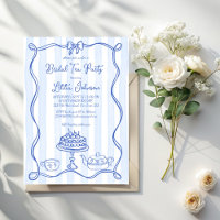 Whimsical hand drawn bow bridal tea party