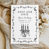 Whimsical Hand Drawn Bow Candelabra Save the Date