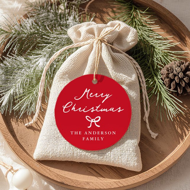 Whimsical Hand-Drawn Bow Christmas Gift Tag (Creator Uploaded)