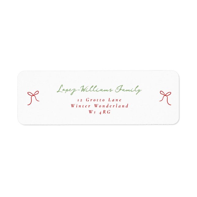 Whimsical Hand Drawn Bow Christmas Return (Front)