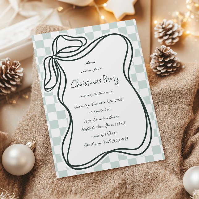 Whimsical Hand-drawn Bow Frame Christmas  Invitation (Creator Uploaded)