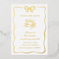 Whimsical Hand Drawn Bow Frame Save the Date