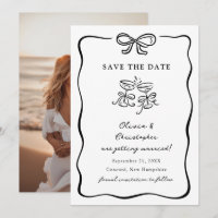 Whimsical Hand Drawn Bow Frame Save the Date