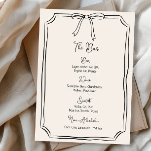 Whimsical Hand Drawn Bow Girly Coquette Chic Menu