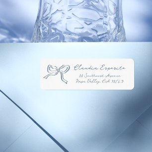 Whimsical Hand Drawn Bow Illusturated Blue