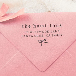 Whimsical Hand Drawn Bow Minimalist Family Address Self-inking Stamp