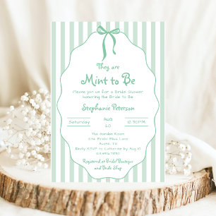 Whimsical Hand Drawn Bow Mint to Be Bridal Shower Invitation