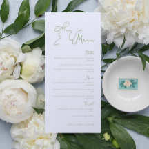 Whimsical Hand drawn Bow Sage Green Wedding Menu