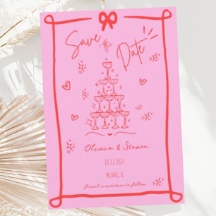 Whimsical Hand Drawn Bow Scribble Save the Date Invitation