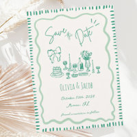 Whimsical Hand Drawn Bow Scribble Wavy Wedding