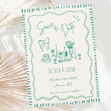 Whimsical Hand Drawn Bow Scribble Wavy Wedding