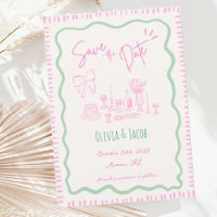 Whimsical Hand Drawn Bow Scribble Wavy Wedding