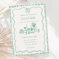 Whimsical Hand Drawn Bow Scribble Wavy Wedding