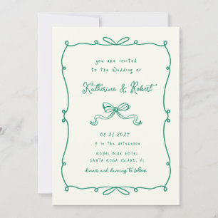 Whimsical Hand Drawn Bows Budget Wedding Invitation