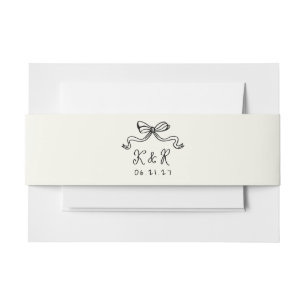 Whimsical hand Drawn Bows Wedding Belly Band Invitation Belly Band