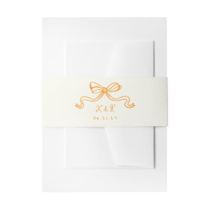 Whimsical hand Drawn Bows Wedding Belly Band Invitation Belly Band